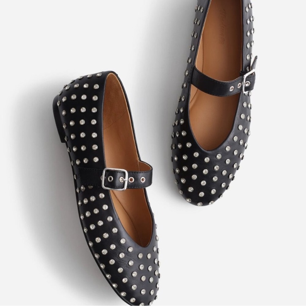 Ann Taylor Black and Silver Flats with Adjustable Strap